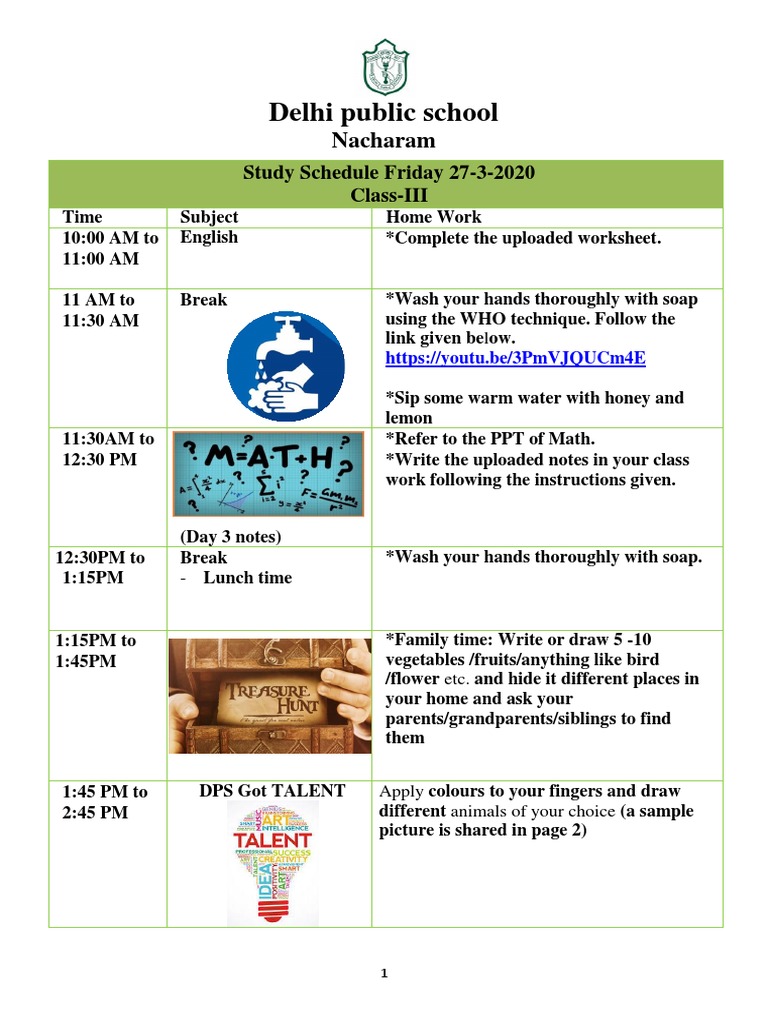 Class III Study Schedule - March 27, 2020 | PDF