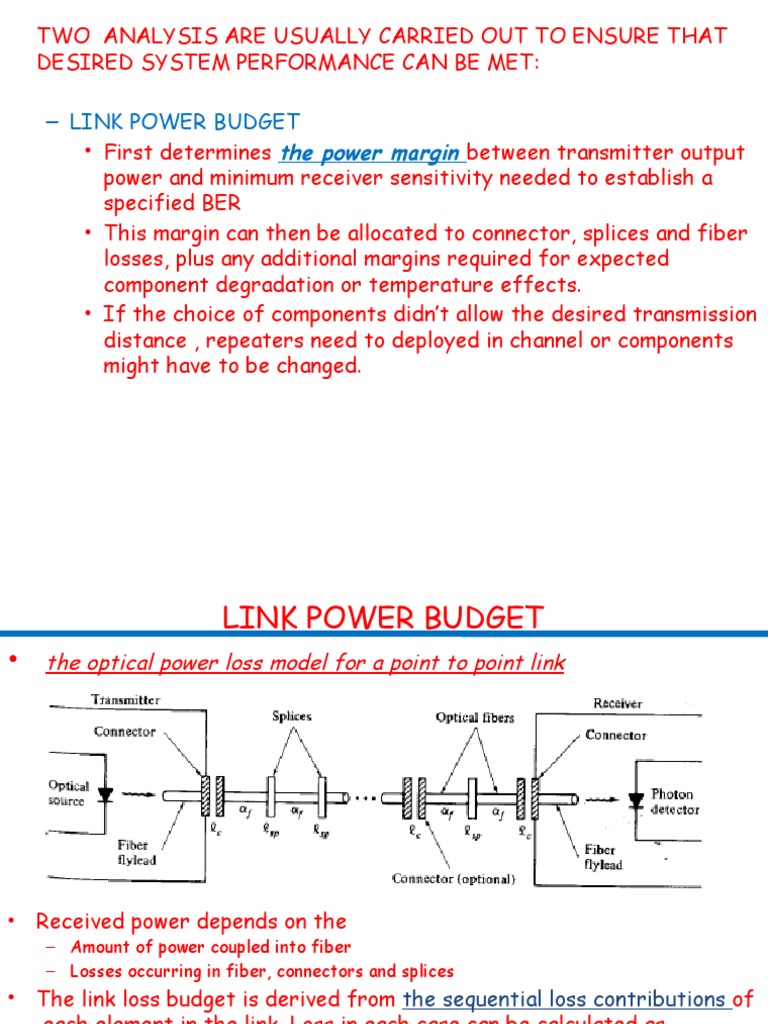 Link Power Budget Analysis for Systems | PDF | Optical Fiber | Decibel