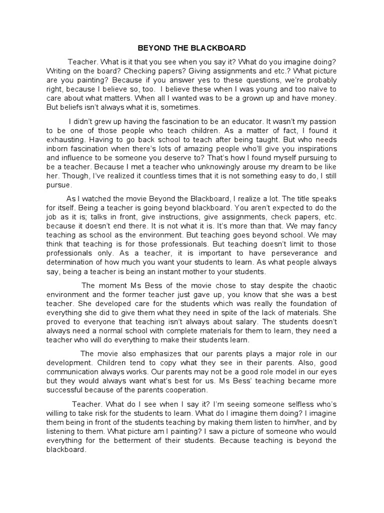 BEYOND THE BLACKBOARD Reflection PDF