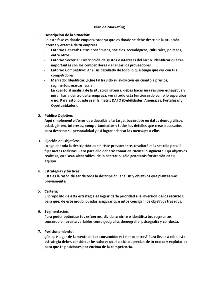 Plantilla Plan de Marketing | PDF | Marketing | Business