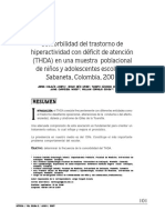 Comorbilidad Del Trastorno de Hiperactividad Con Deficit de Atencio THDA en Una Muestra Poblacional de Niños y Adolescentes Escolar Sabaneta-Colombia