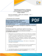 Guía de actividades y rúbrica de evaluación - Fase 1 -  Lenguajes en investigación