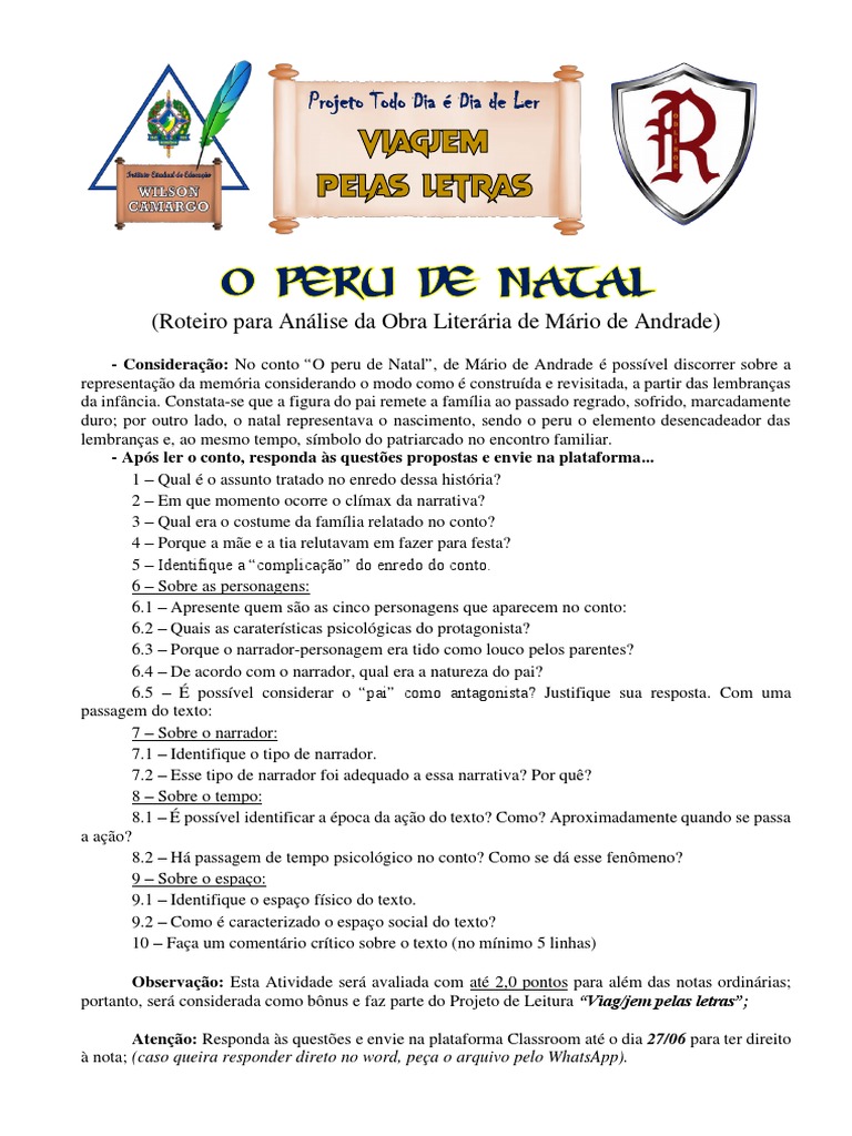 ROTEIRO para Análise - O Peru de Natal | PDF