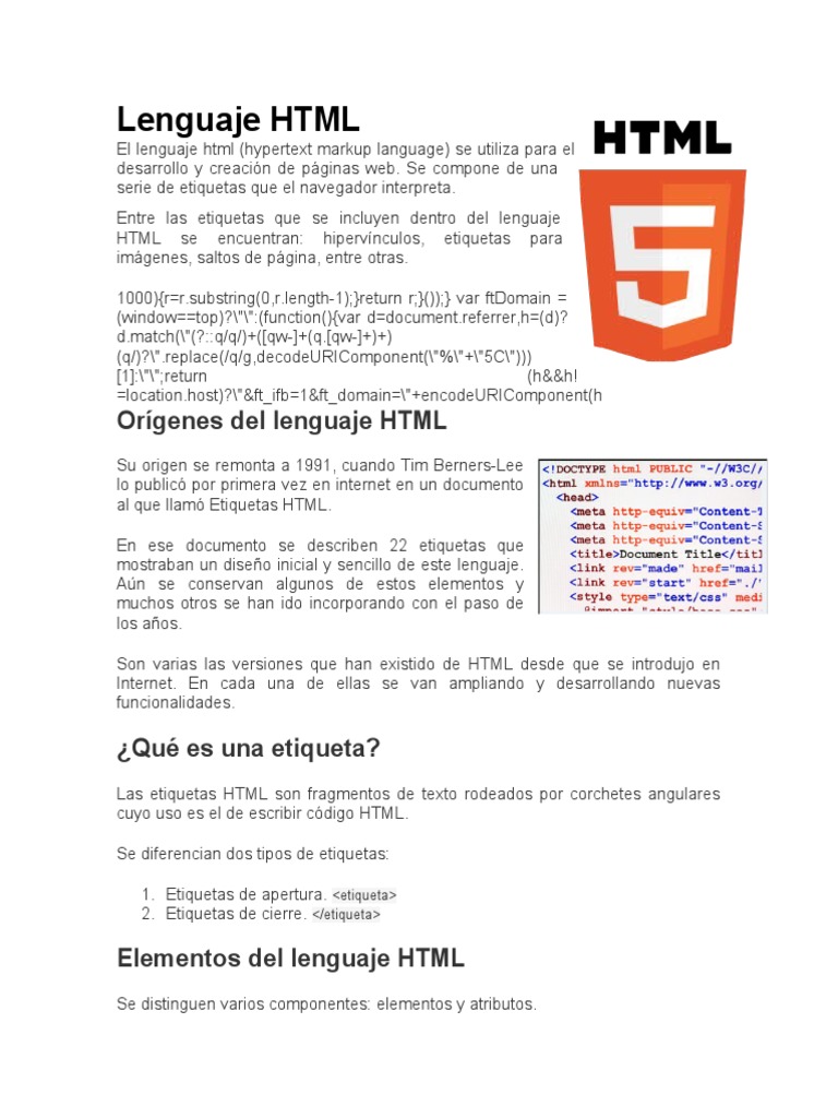 Lenguaje HTML | PDF | Redes | Internet y web