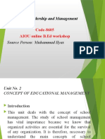 Educational Leadership and Management: Code-8605 AIOU Online B.Ed Workshop