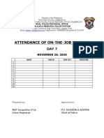 Attendance of On-The-Job Trainee: NOVEMBER 26, 2020