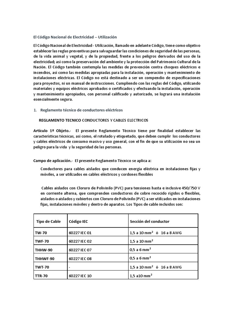 El Código Nacional de Electricidad | PDF | Electricidad | Cableado ...