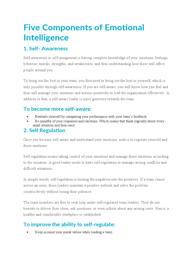 Five Components of Emotional Intelligence | PDF | Emotional Self ...
