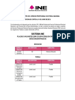 Plazas vacantes INE y OPLE junio 2021