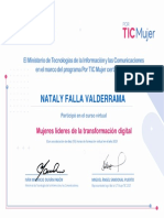 Certificado - Del - Curso Tic Mujer Nataly Falla Valderrama