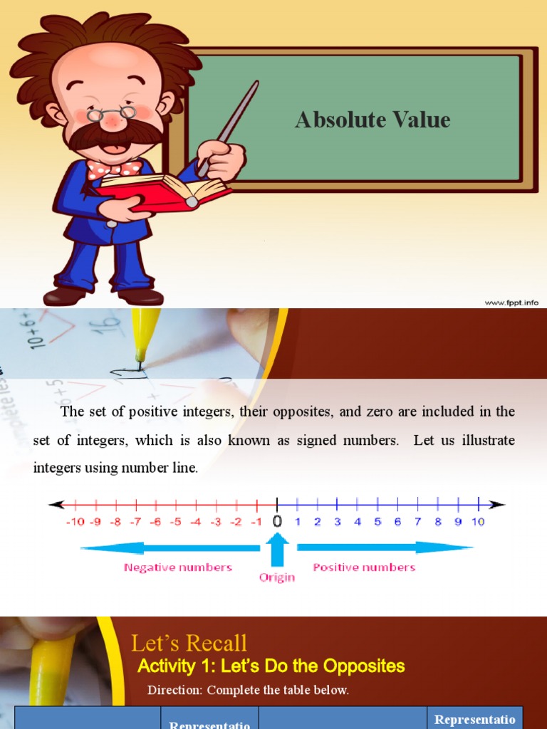 Absolute Value and Integer Operations | PDF | Numbers | Subtraction