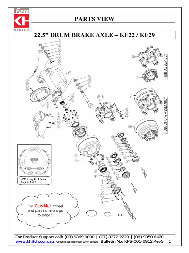 K Hitch KF22 KF29 Drum Brake Axle Parts PDF Washer (Hardware) Nut (Hardware)