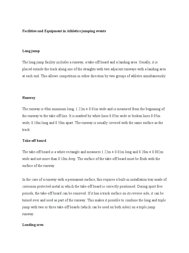 Athletics Jumping Equipment Overview | PDF | Runway | Track And Field