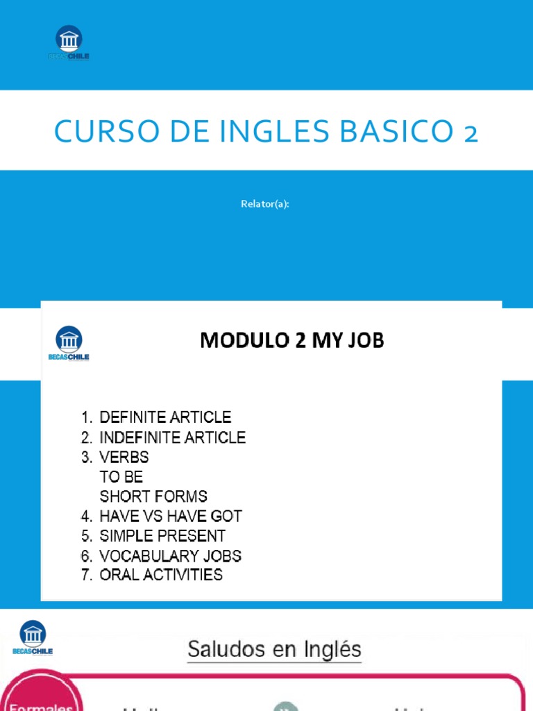 Modulo 2 - Curso de Ingles Basico | PDF | Verbo | Relaciones sintácticas