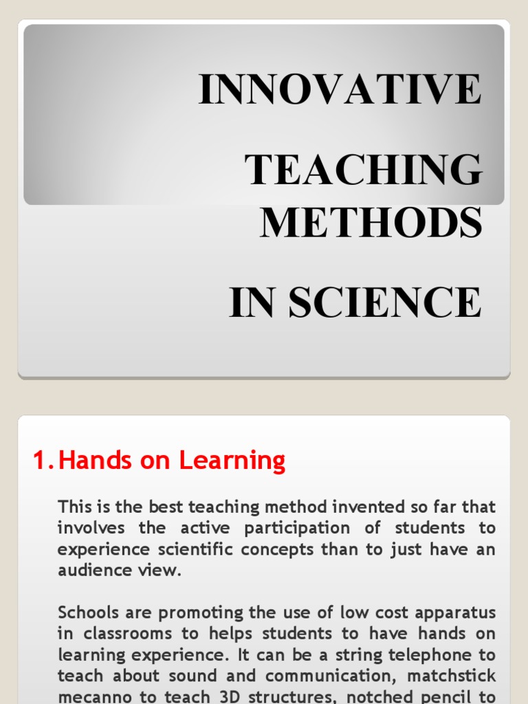 50 Innovative Teaching Methods in Teaching Science PDF Science