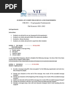 CSE1011 - Cryptography Fundamentals Fall Semester 2021-2022: School of Computer Science and Engineering