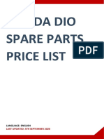 Honda Dio Spare Parts Price List: Language: English