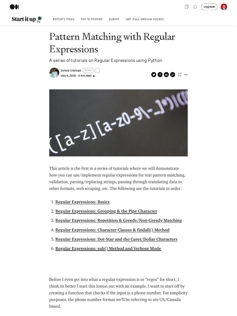 Pattern Matching With Regular Expressions - by Zohaib Shahzad - The ...