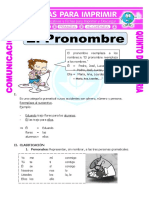 Ficha El Pronombre Para Quinto de Primaria