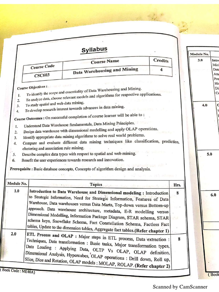 Data Warehousing and Mining Notes | PDF | Data | Information Technology