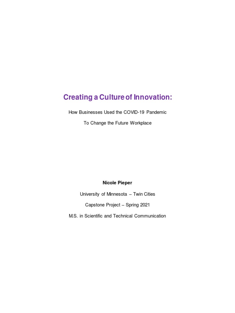 Creating A Culture of Innovation - Final | PDF | Popular Culture ...