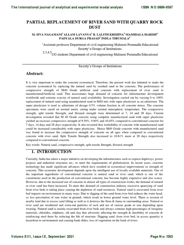 M40 Concrete: Replacing River Sand with Rock Dust | PDF | Concrete ...