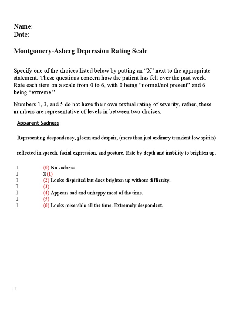The Montgomery And Åsberg Depression Rating Scale – TMBI