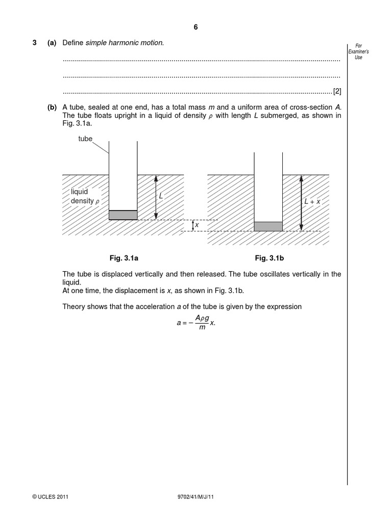 SHM in Floating Tube Dynamics | PDF | Density | Physical Sciences