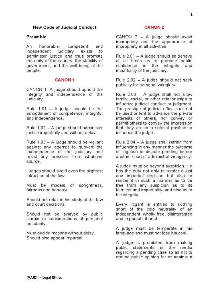 New Code of Judicial Conduct PDF Notary Public Judge
