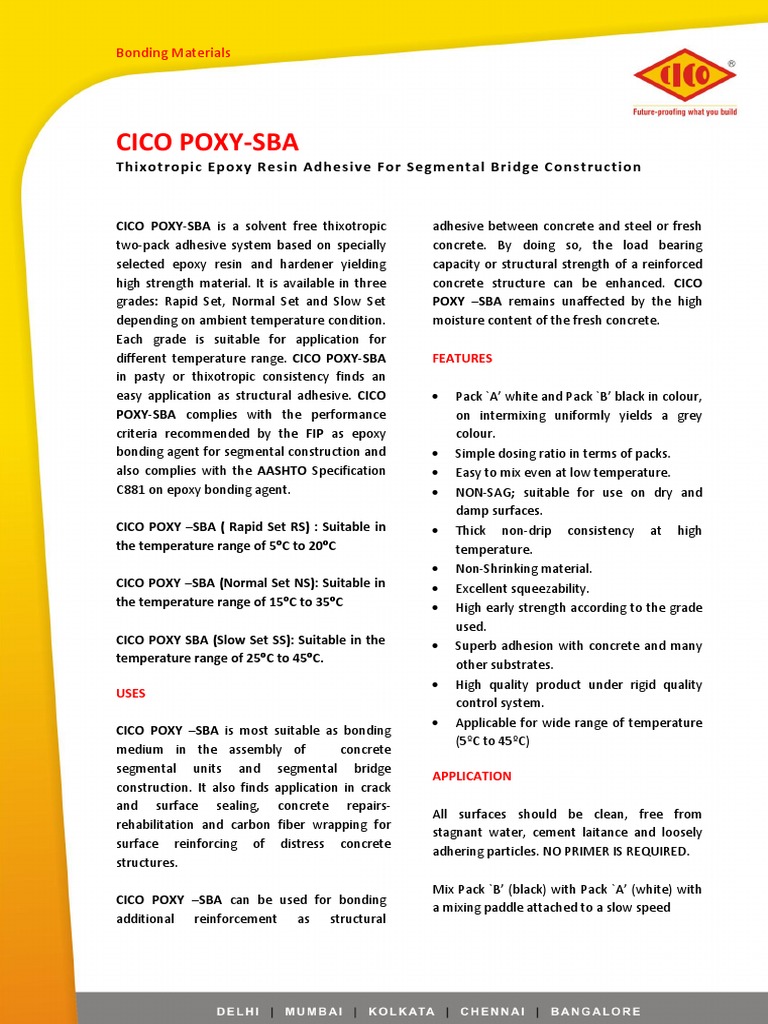 Thixotropic Epoxy Adhesive for Bridges | PDF | Epoxy | Concrete