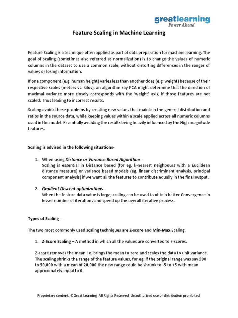 Feature Scaling in Machine Learning | Download Free PDF | Machine ...