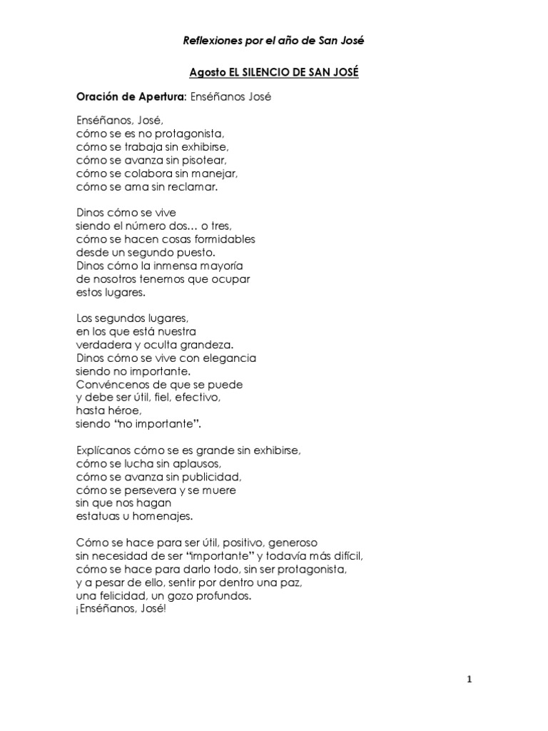 San Jose Reflexion Agosto 2021 | PDF | Oración | María, madre de Jesús