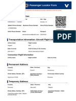 Passenger Locator Form: Personal Information