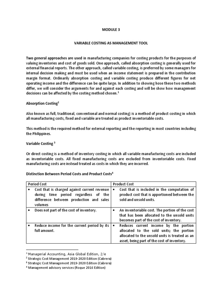 Variable Costing vs Absorption Costing | PDF | Cost Accounting | Inventory