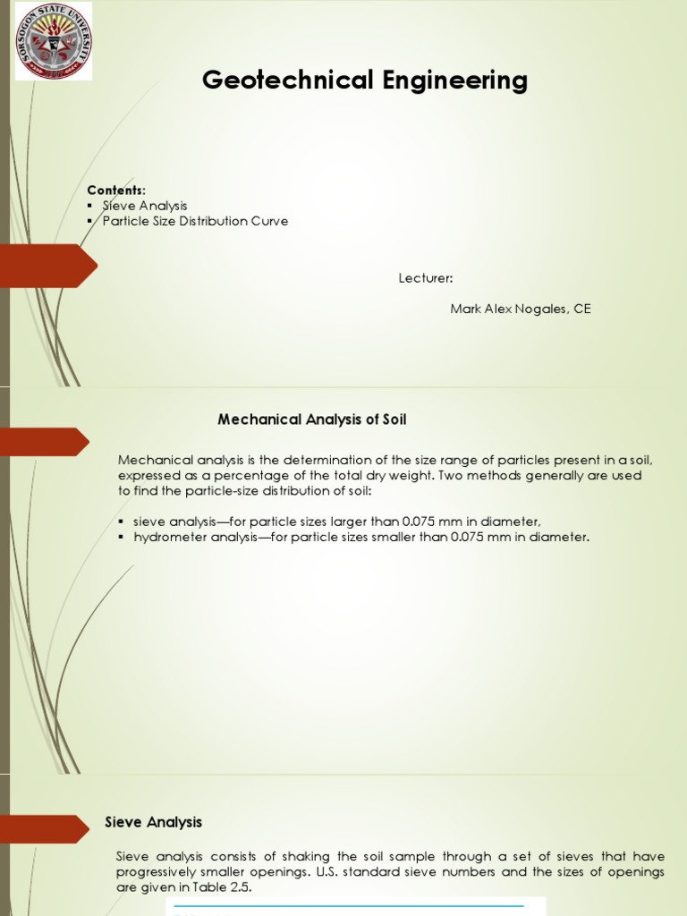 Sieve Analysis and Particle Size Distribution | PDF | Particle Size ...