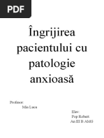 Pop Robert An III B, Îngijirea pacientului cu patologie anxioasă