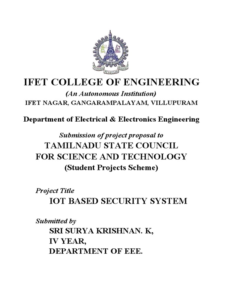 Surya TNSCST Project Proposal | PDF | Security Alarm | Internet Of Things