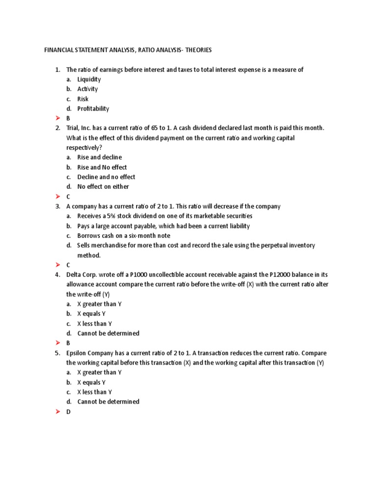 Financial Statement Ratio Analysis Guide | PDF | Dividend | Equity ...