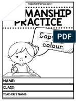 Penmanship Practice. Copy and Colour