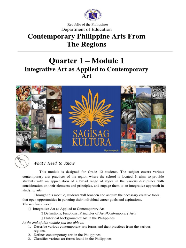 Quarter 1 - Module 1: Contemporary Philippine Arts From The Regions ...