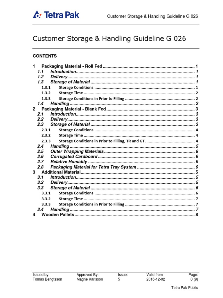 Customer Storage & Handling Guidelines | PDF | Pallet | Humidity