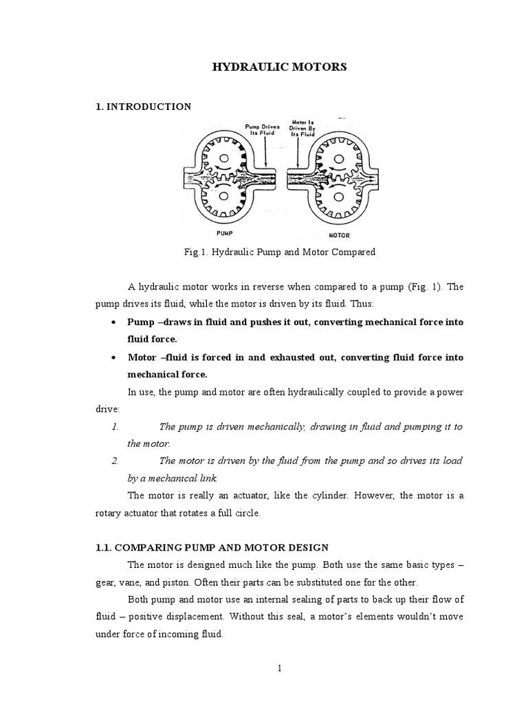 Types and Principles of Hydraulic Motors | PDF | Pump | Engines