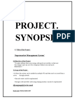 Project. Synopsis: Supermarket Management System'