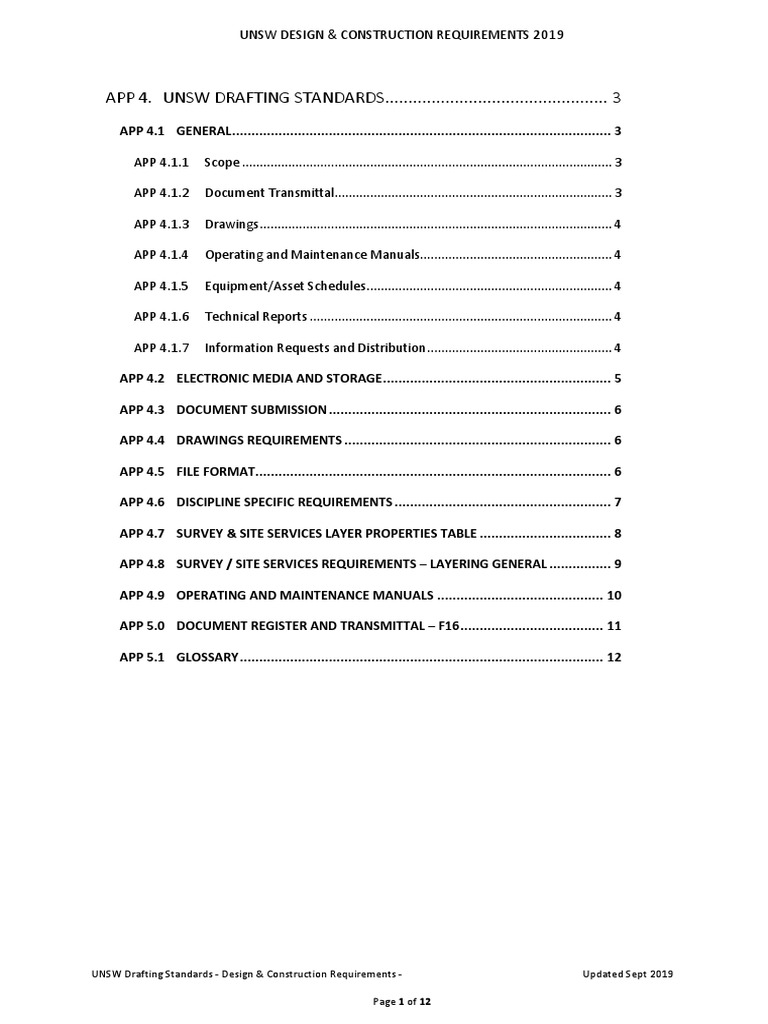 Appendix 4 - UNSW Drafting Standards Rev 7 (Sept 2019) | PDF | Auto Cad ...