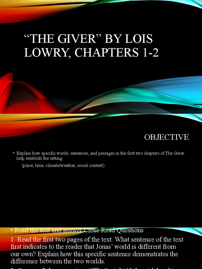 The Giver Chapter 1-2 | PDF