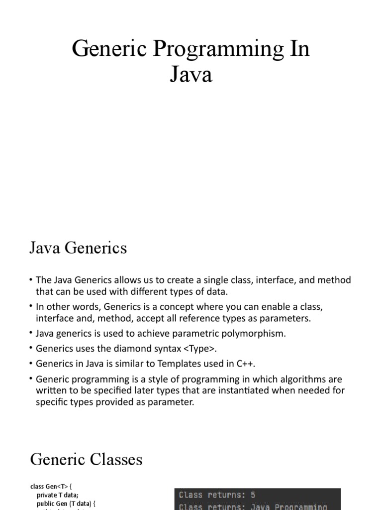 Generic Programming in Java | PDF | Class (Computer Programming ...