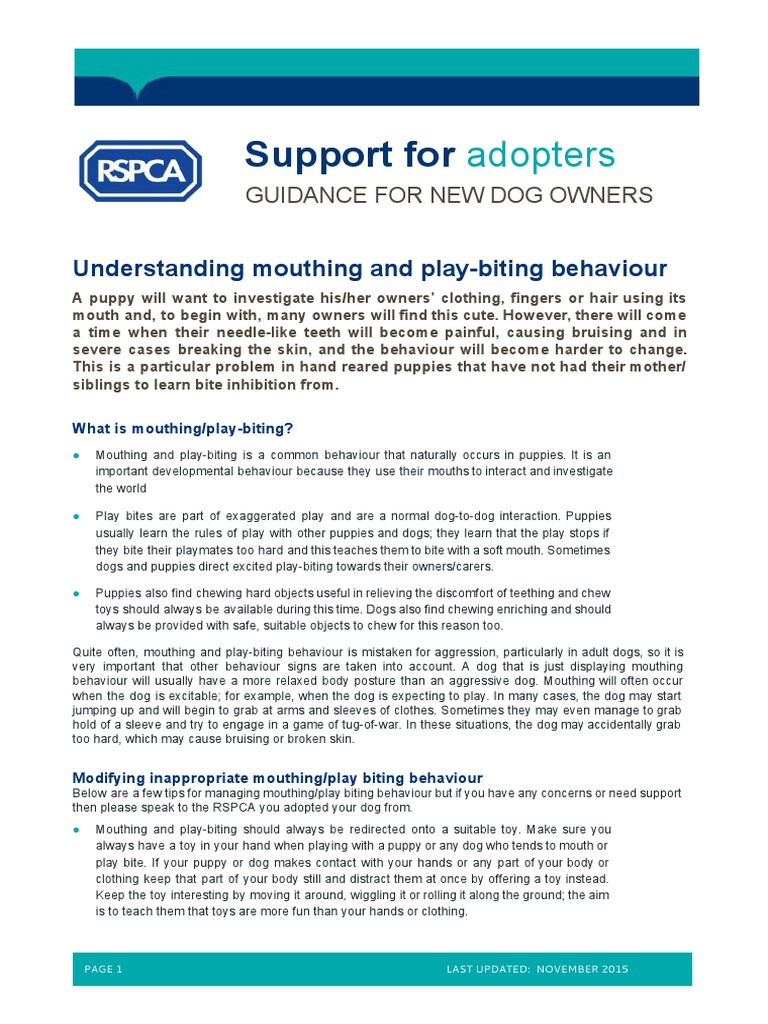 Puppy Mouthing and Play-Biting Guide | PDF | Dogs | Psychology