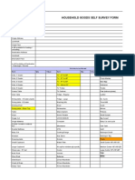 Household Goods Self Survey Form: Articles To Be Moved Item Qty Value Item Qty Value Item