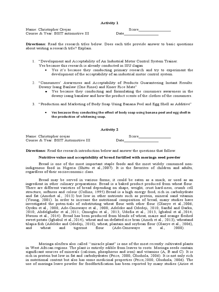 Research on Moringa-Fortified Bread | PDF | Breads | Flour