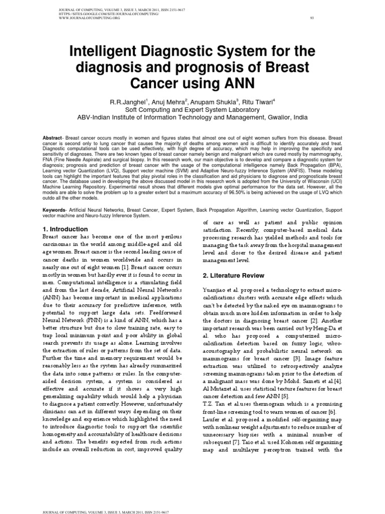 Intelligent Diagnostic System For The Diagnosis and Prognosis of Breast ...